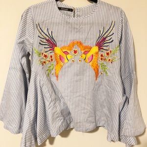 💎Khaadi Embroidered Bell Sleeve Top